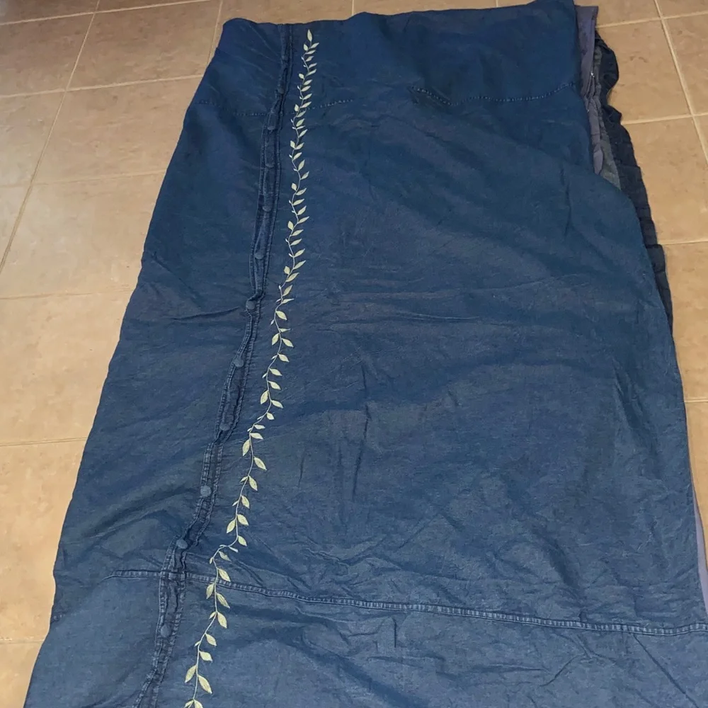 Vintage Smith & Johnson dry goods denim with ivy vine embroidered duvet cover